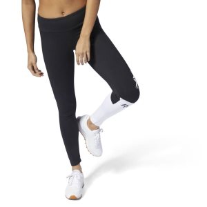 Reebok Classic Logo Leggings Damen - Schwarz - DE 049-JZX